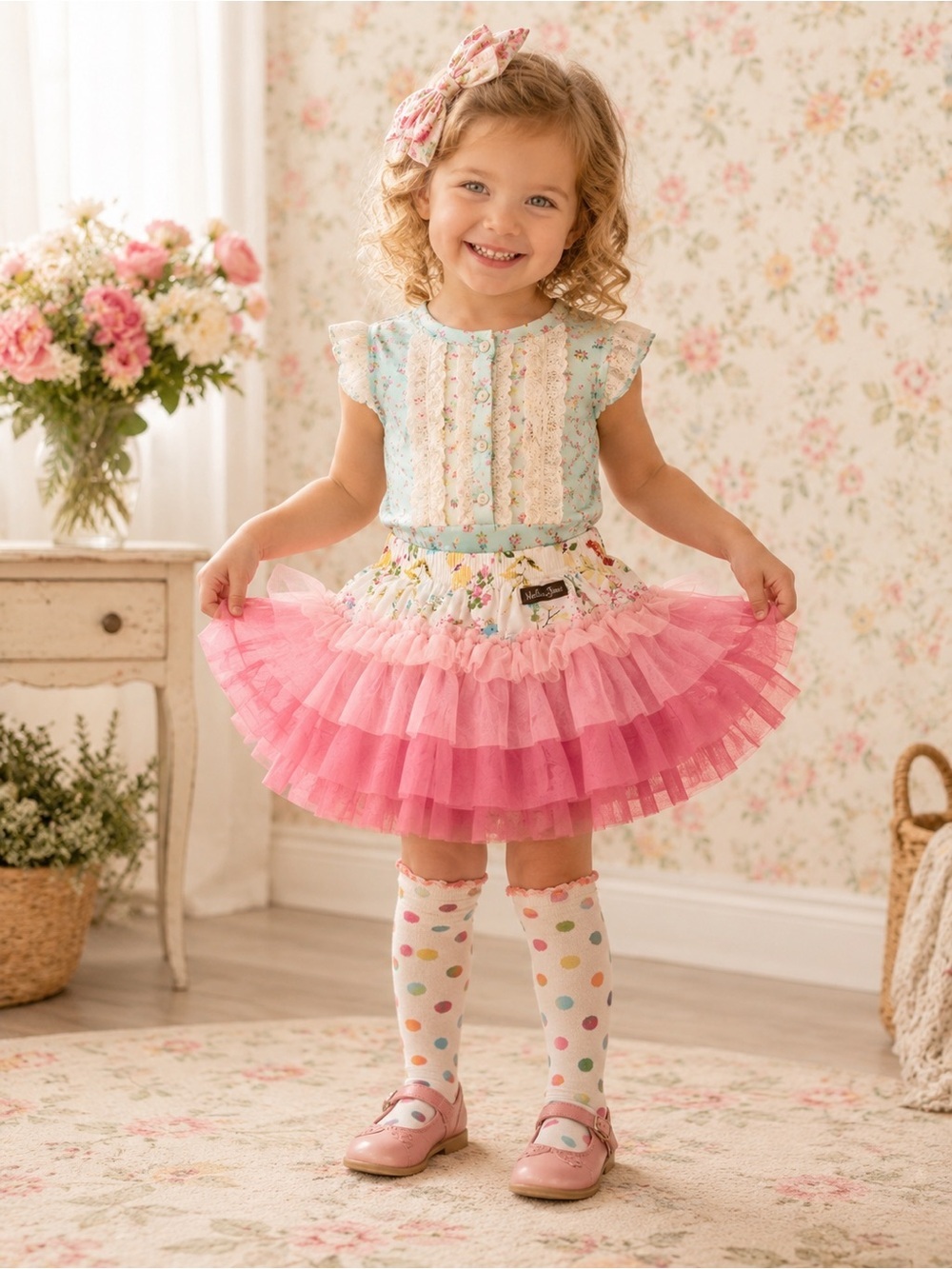 Matilda Jane Floral Butterfly Tulle Layered Skirt Size 2T